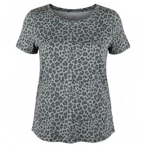 Women’s Scoop Neck T-shirt Size XXL Leopard Print Gray